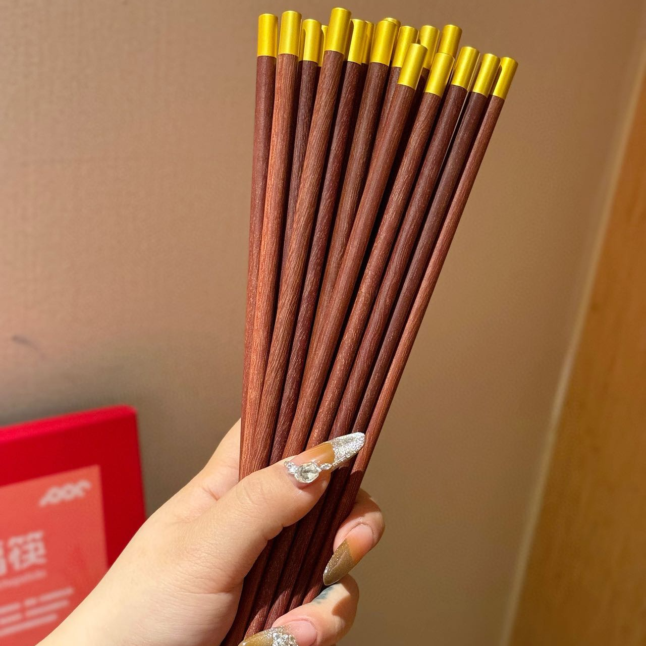 檀木筷子一盒10双装礼盒中式无漆家用