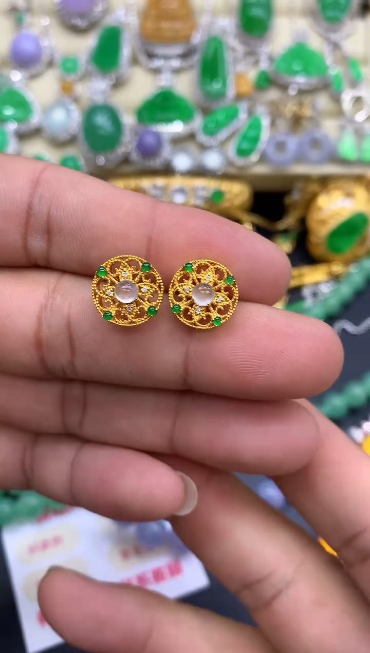 18K金镶嵌翡翠耳饰289-中国好珍宝