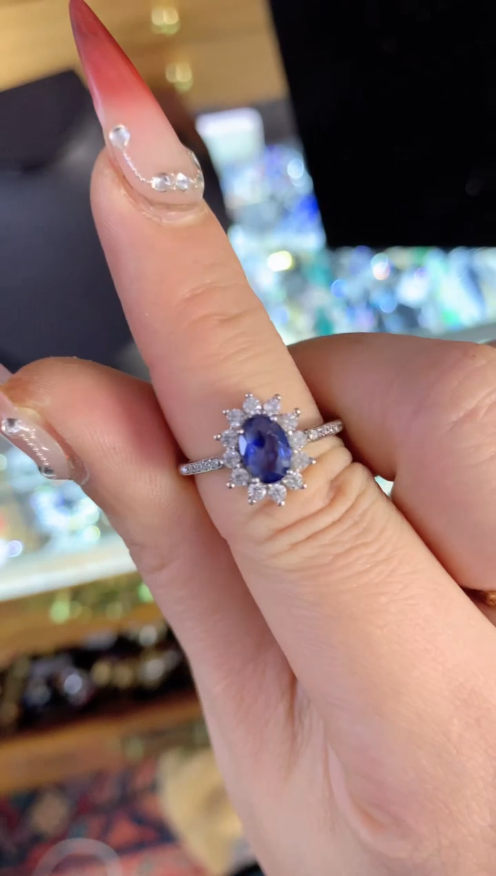 【闪购商品】蓝宝石戒指银S925镶嵌楚楚中古珠宝甄选不退换