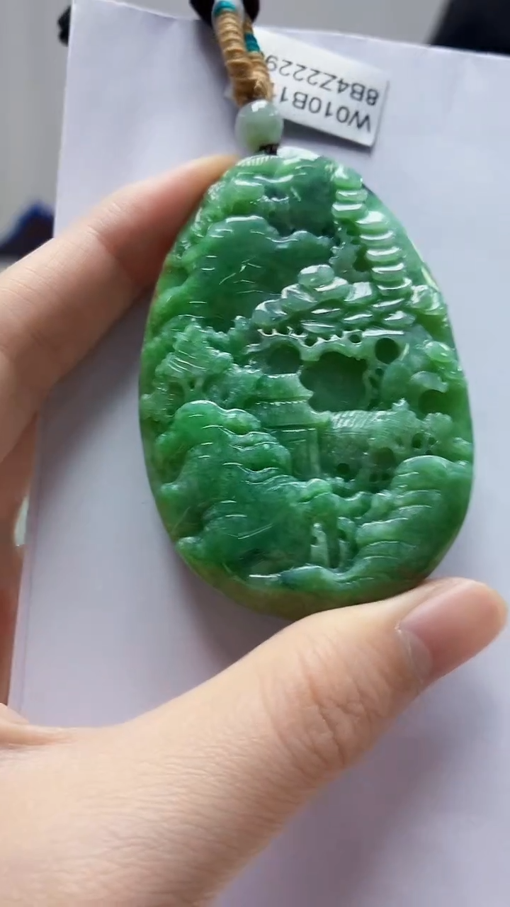 未镶嵌定制翡翠4688zm-毛货挂件山水42