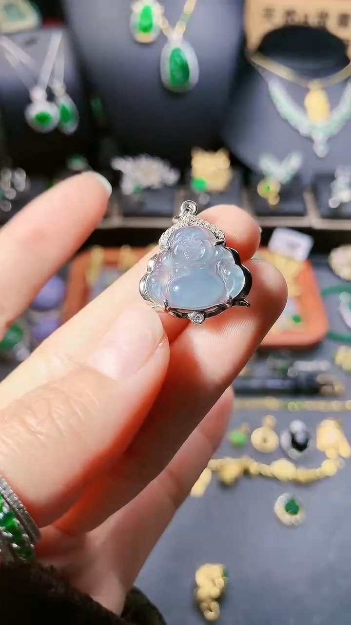 【闪购商品】翡翠吊坠(赠链)银S925镶嵌吊坠