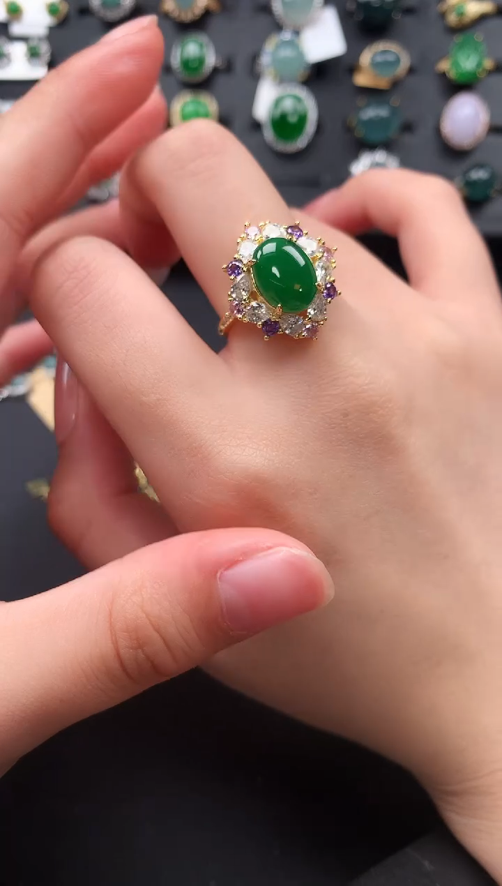 【闪购商品】翡翠戒指银S925镶嵌1411