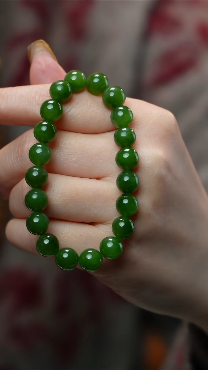 未镶嵌手链和田玉（碧玉）碧玉手链9-10mm 多样性发其一