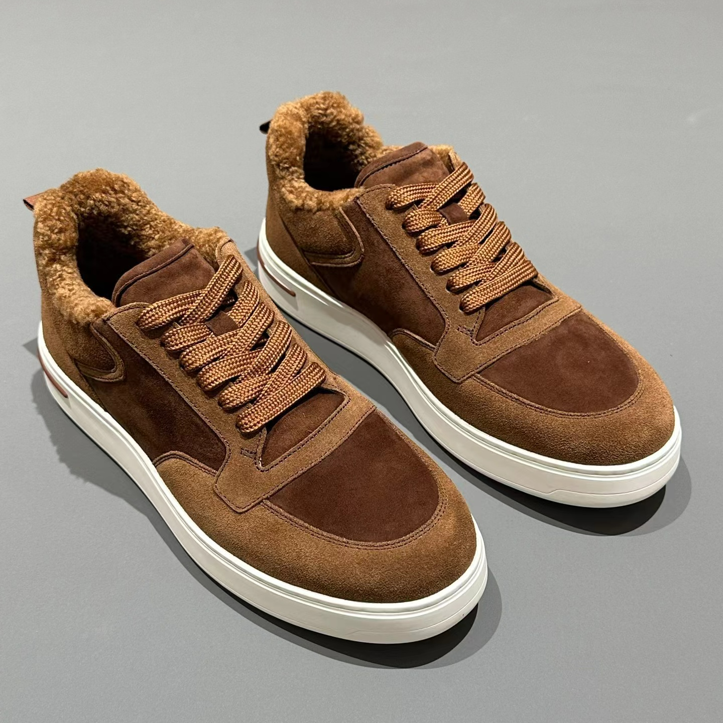 男士时尚系带休闲鞋9958男士秋冬新款反绒牛皮羊毛内里休闲皮鞋