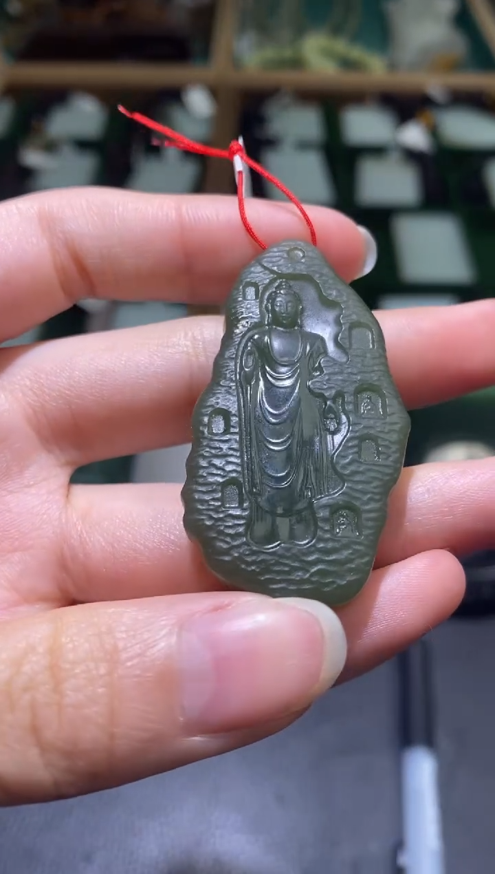 定制和田玉青玉悟道吊坠