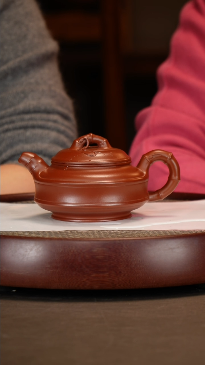 【闪购商品】紫砂茶壶红泥双线竹鼓