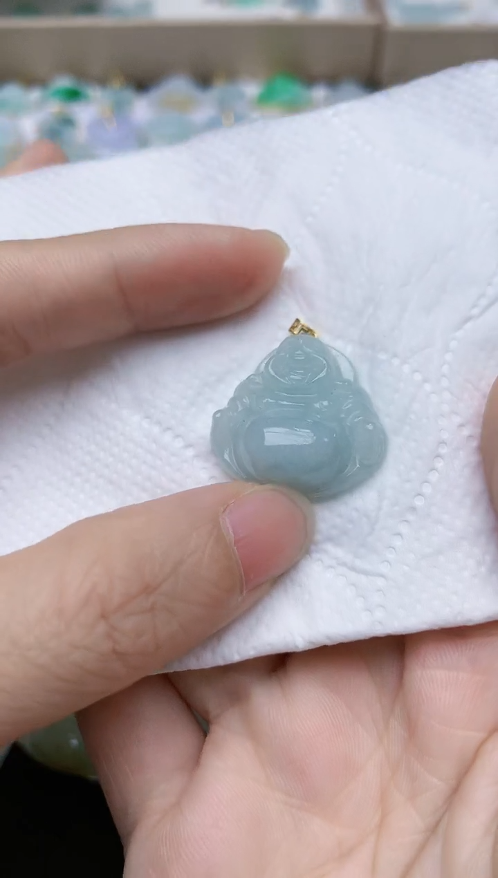 翡翠18K金镶嵌颈饰天然翡翠A货