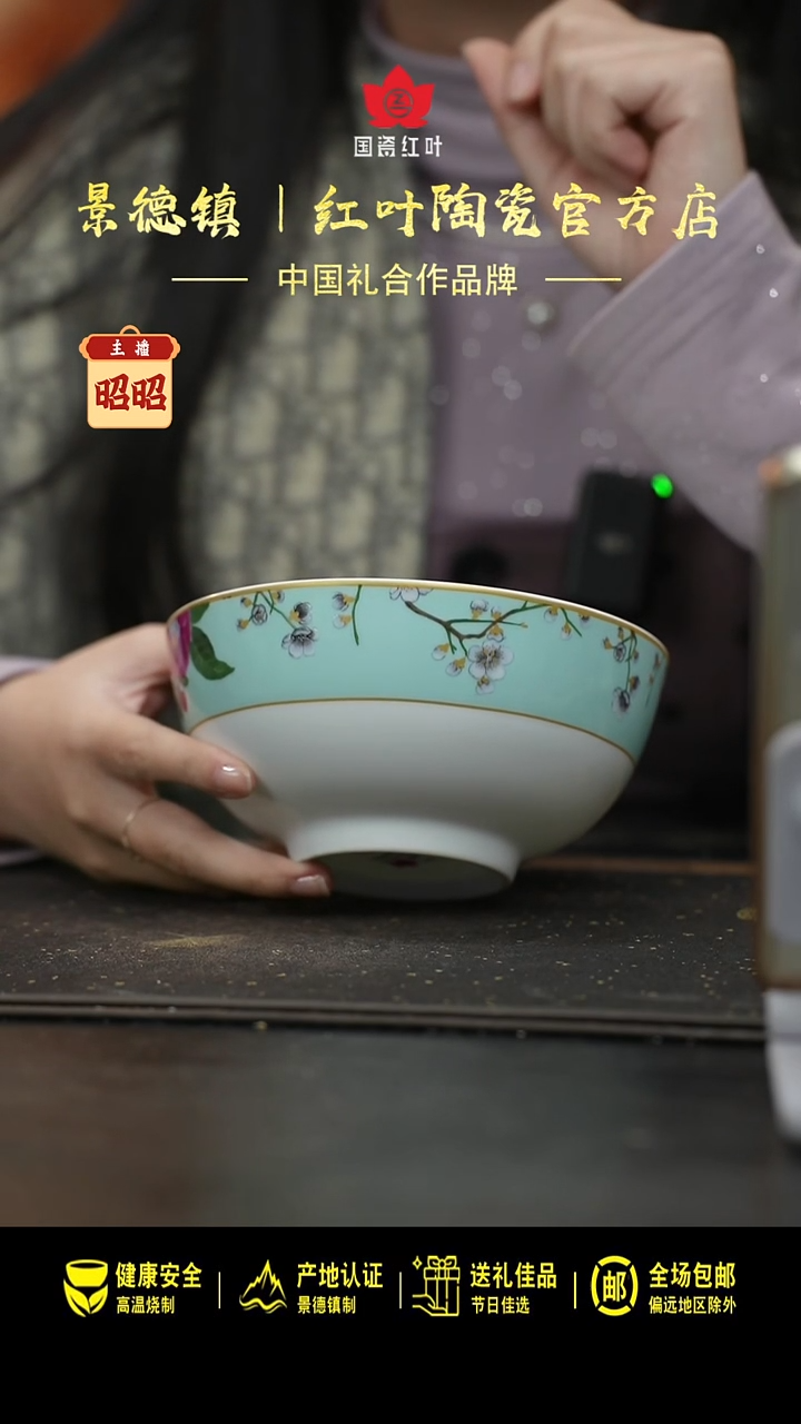 瓷4个微瑕春意盎然6英寸面碗