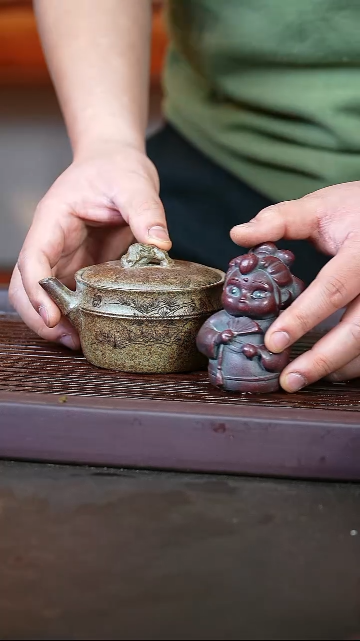 紫砂柴烧太湖石竹节