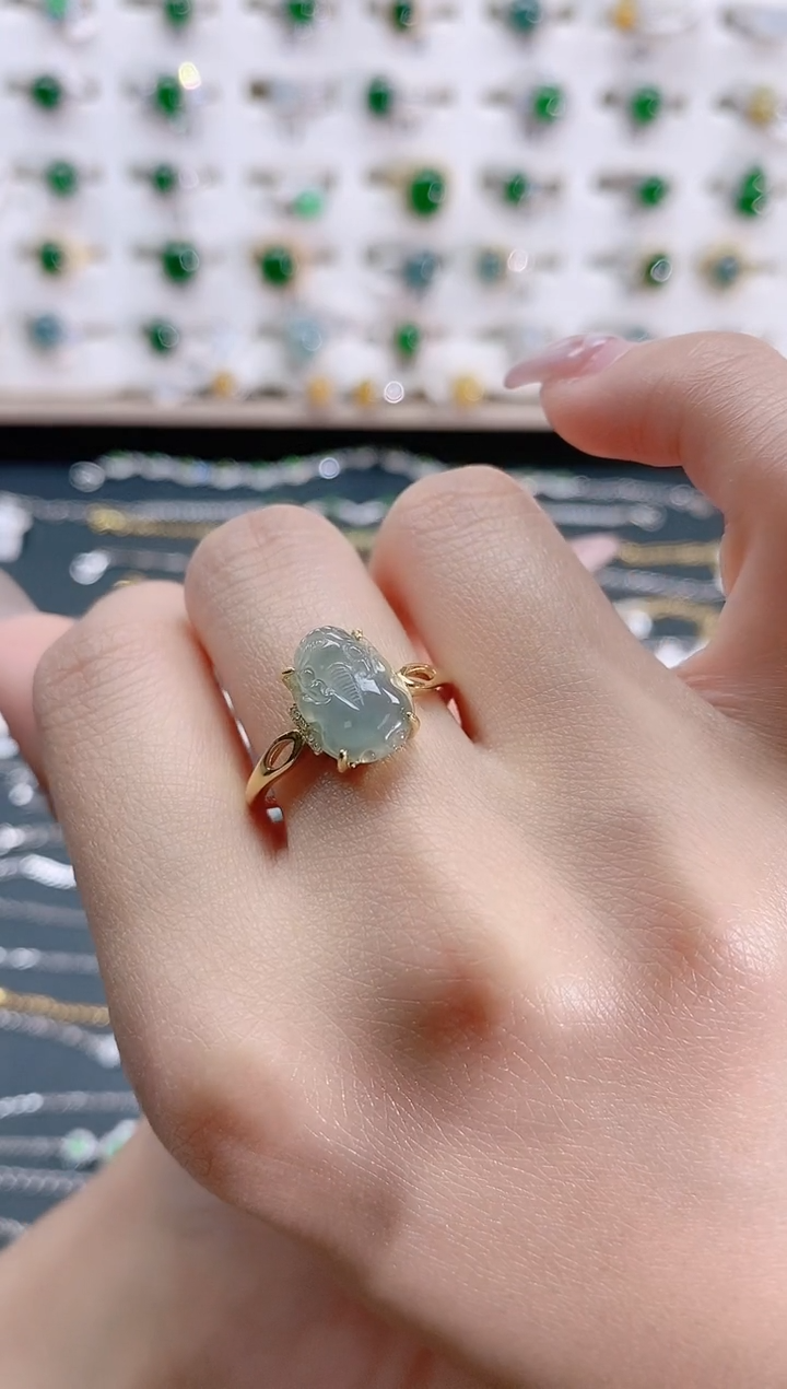 翡翠银S925镶嵌戒指天然翡翠