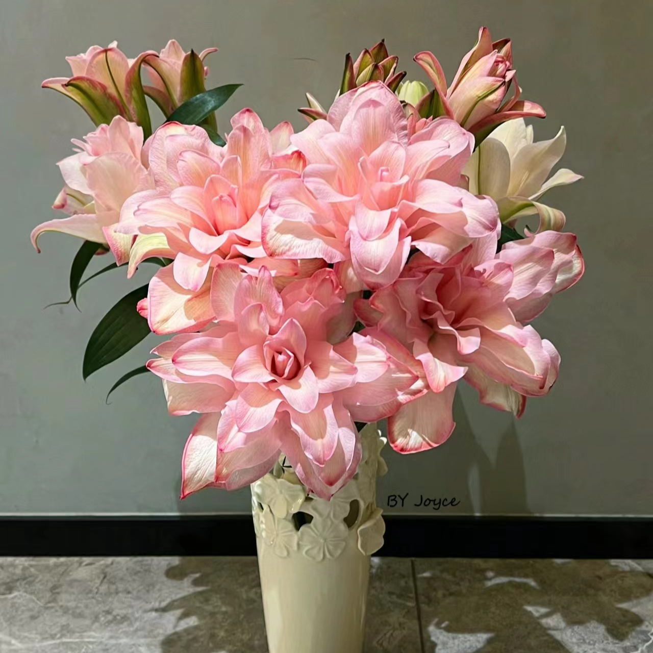 三头【香妃】重瓣百合 栀子柠檬清香 夏天小清新吸色 粉红色