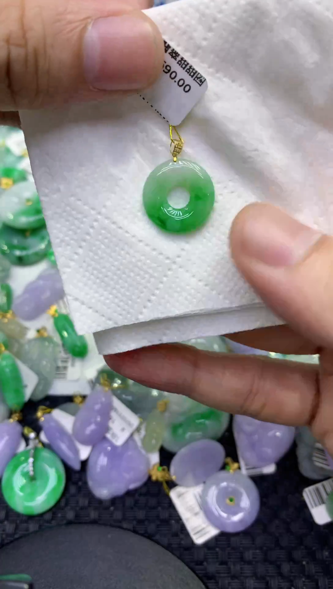 颈饰18K金镶嵌翡翠天然缅甸A货翡翠