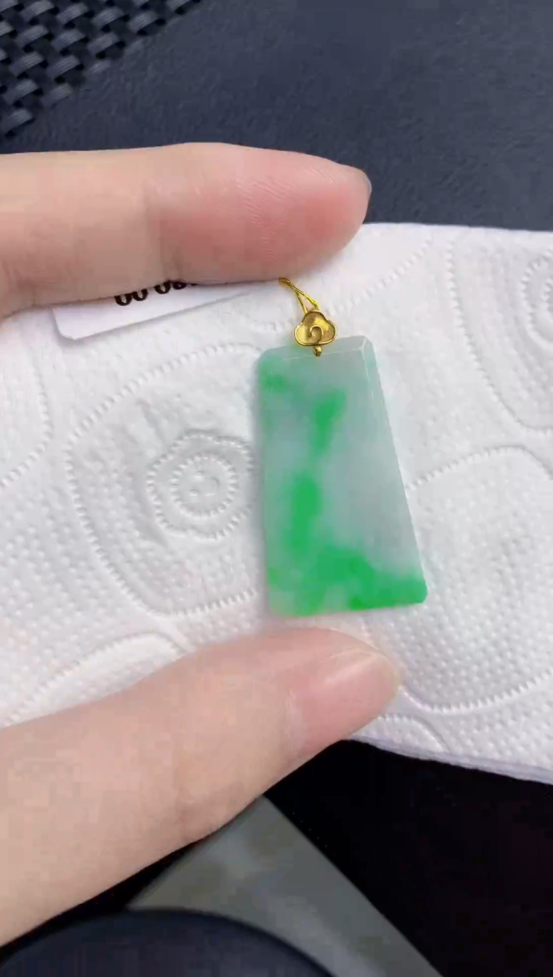 颈饰18K金镶嵌翡翠天然翡翠缅甸A货