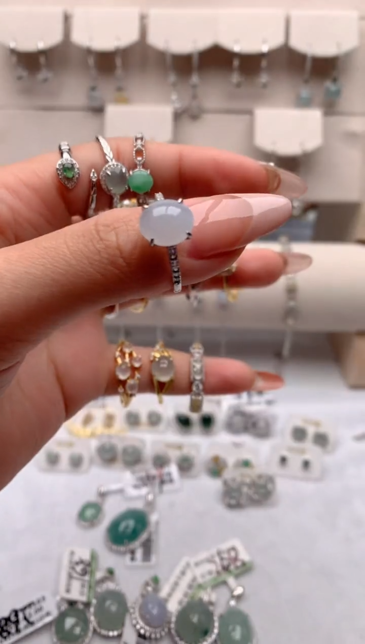 【闪购商品】翡翠戒指银S925镶嵌3号