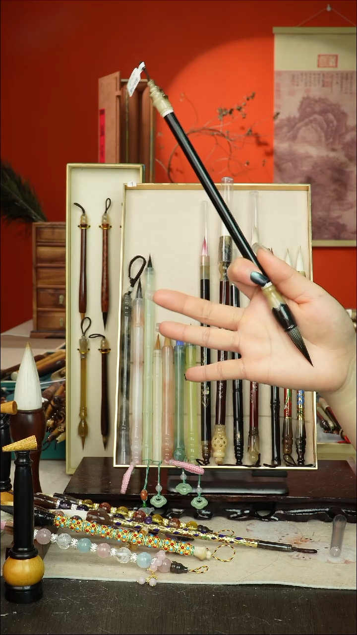 302号闪孤品高货毛笔链接 清水试笔 蘸墨不退