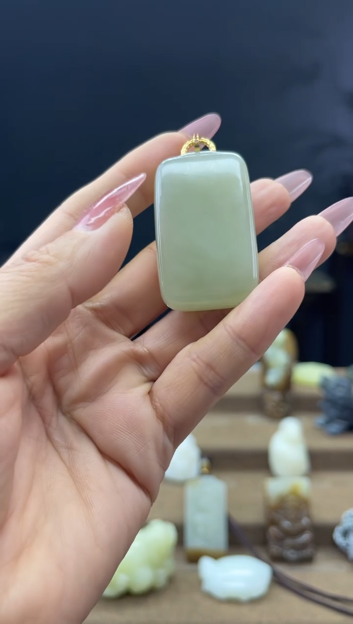 颈饰银S925镶嵌和田玉1