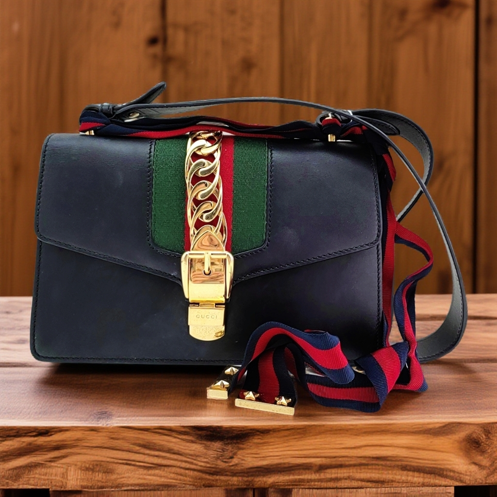 95新 GUCCI/古驰   黑色塞尔维亚单肩包  1739 6001 