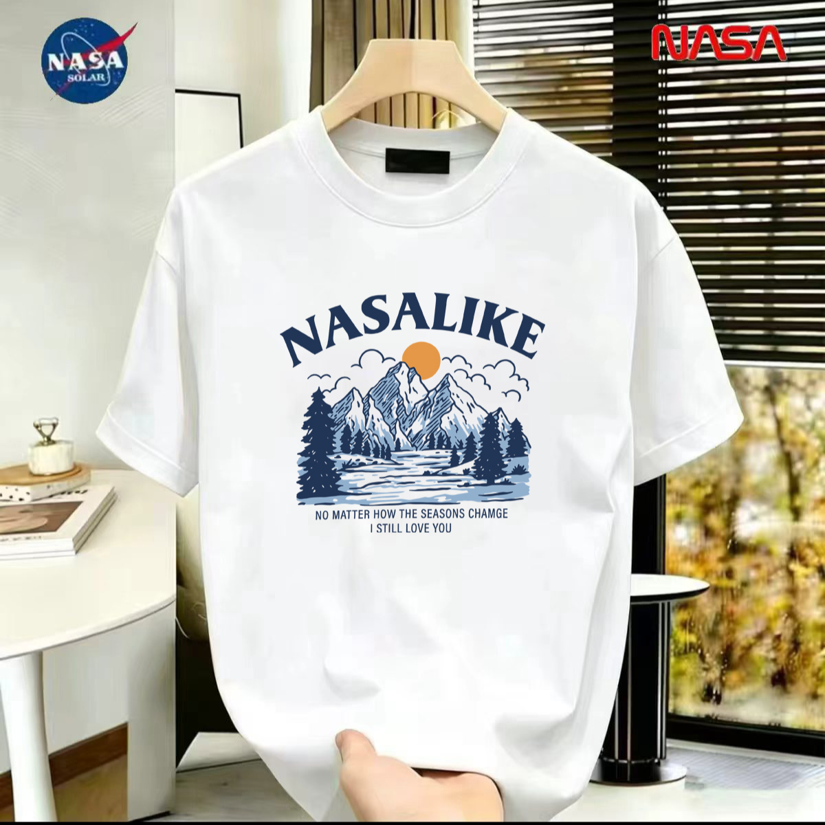 NASA联名纯棉夏季圆领短袖T恤微宽松时尚男女同款休闲百搭39