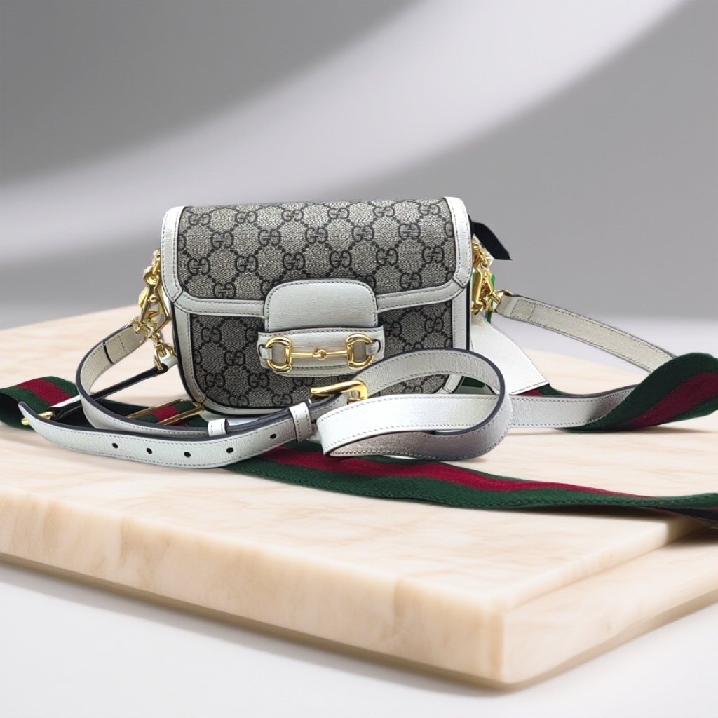 95新 GUCCI/古驰   老花拼白1955斜挎包 1836 2281 