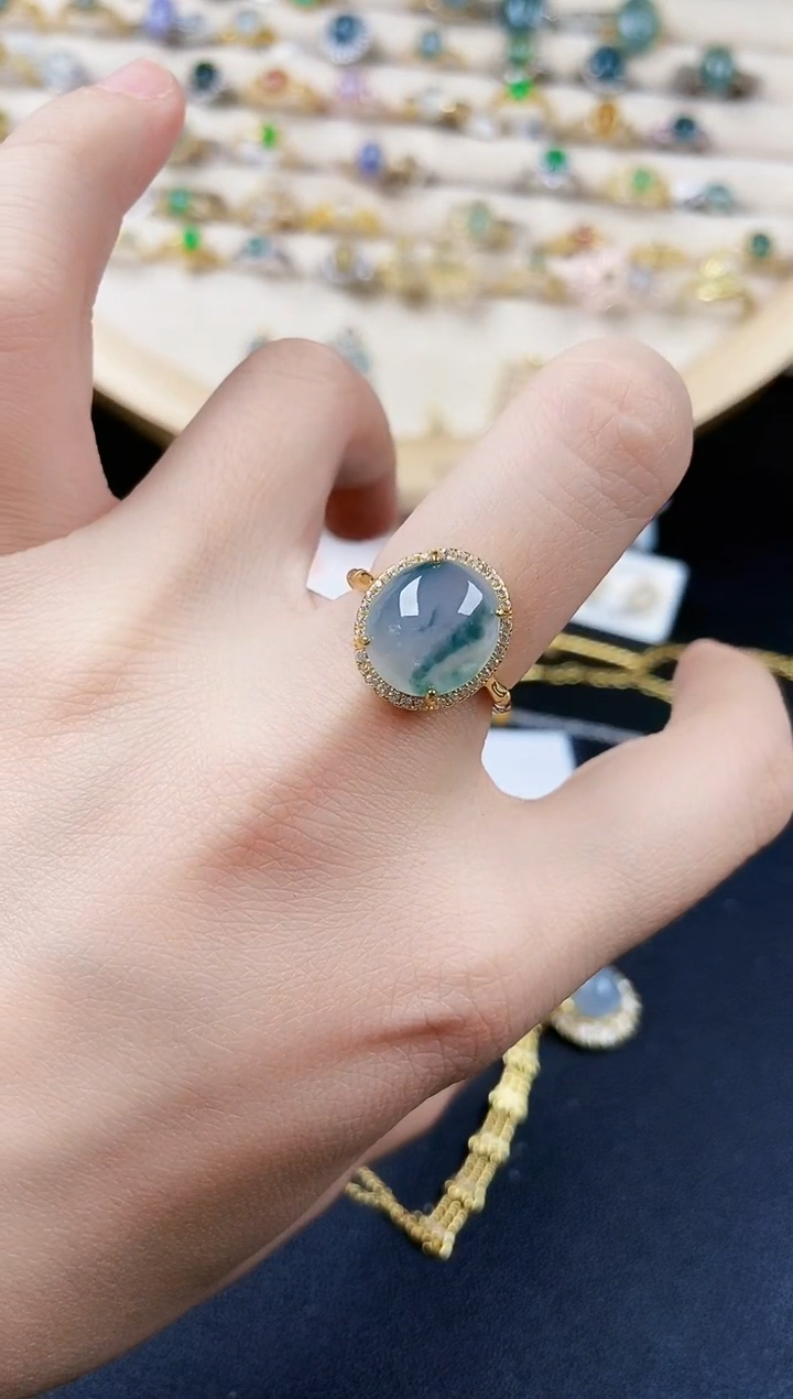 【闪购商品】翡翠银S925镶嵌戒指5654546