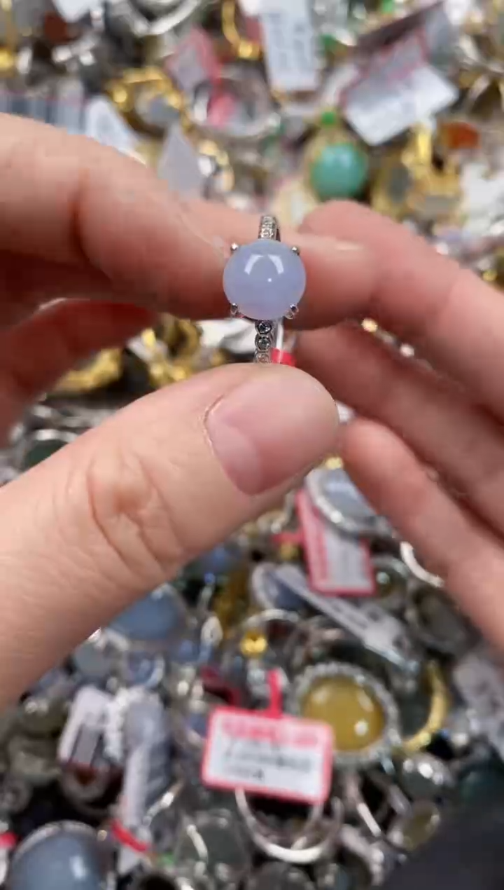 银S925镶嵌戒指翡翠444   4