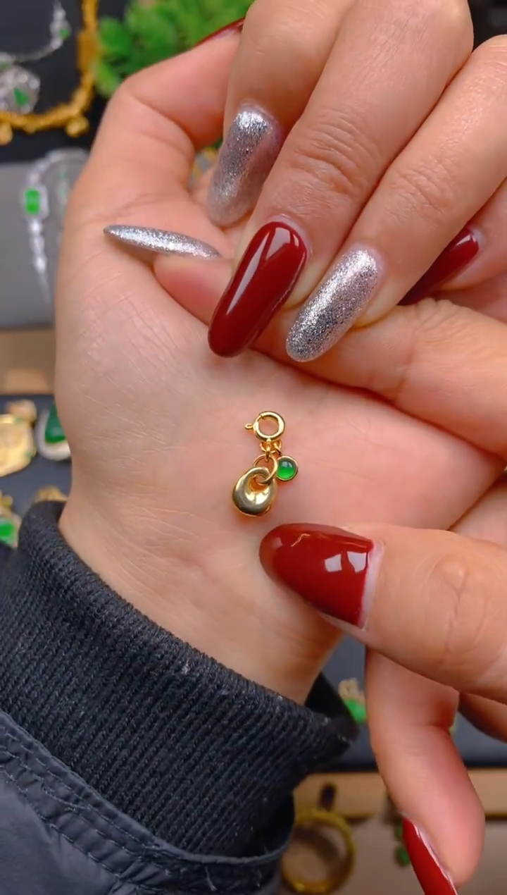 吊坠(不含链)银S925镶嵌翡翠配饰