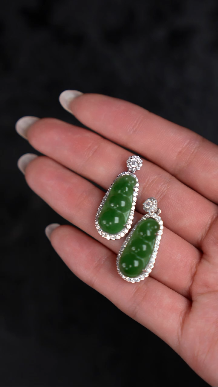 银S925镶嵌和田玉（碧玉）挂件工厂抛货 不退不换 多样性发其1