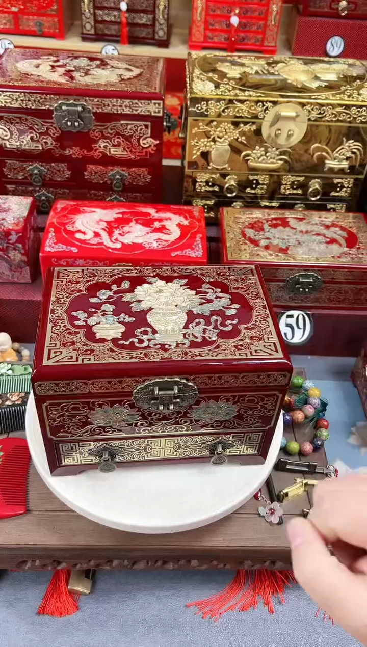 【闪购商品】21厘米新款三层单抽掐丝螺钿紫红平安