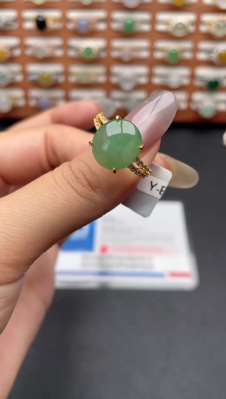 翡翠戒指银S925镶嵌一物一证一礼盒