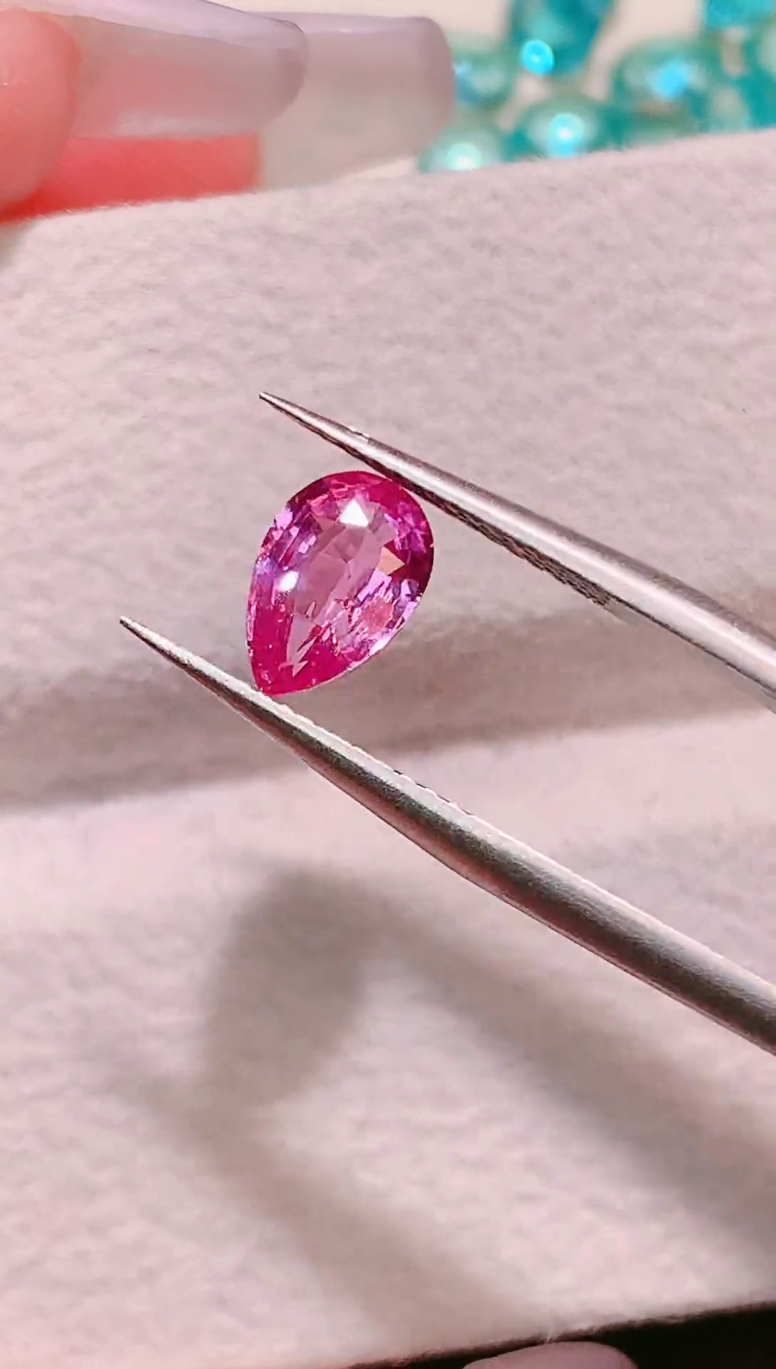 裸石蓝宝石1.23ct-天然粉蓝宝石水滴切