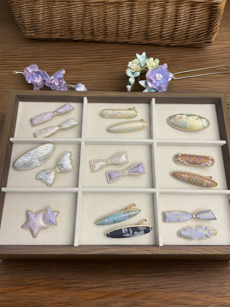 宋锦发夹发饰时尚气质国风非遗宋锦边夹鸭嘴夹精致百搭