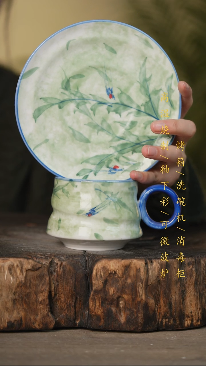 瓷片景德镇高温釉下彩可微波烤箱洗碗机