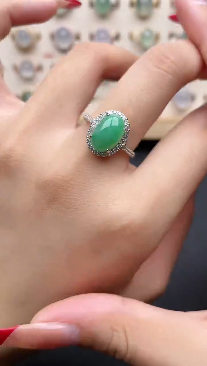 【闪购商品】翡翠戒指银S925镶嵌一物一证一礼盒