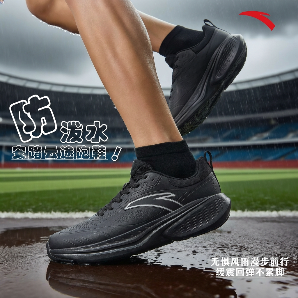 防泼水跑步鞋丨安踏云途冬季款皮面加绒男鞋减震通勤鞋子年终大促