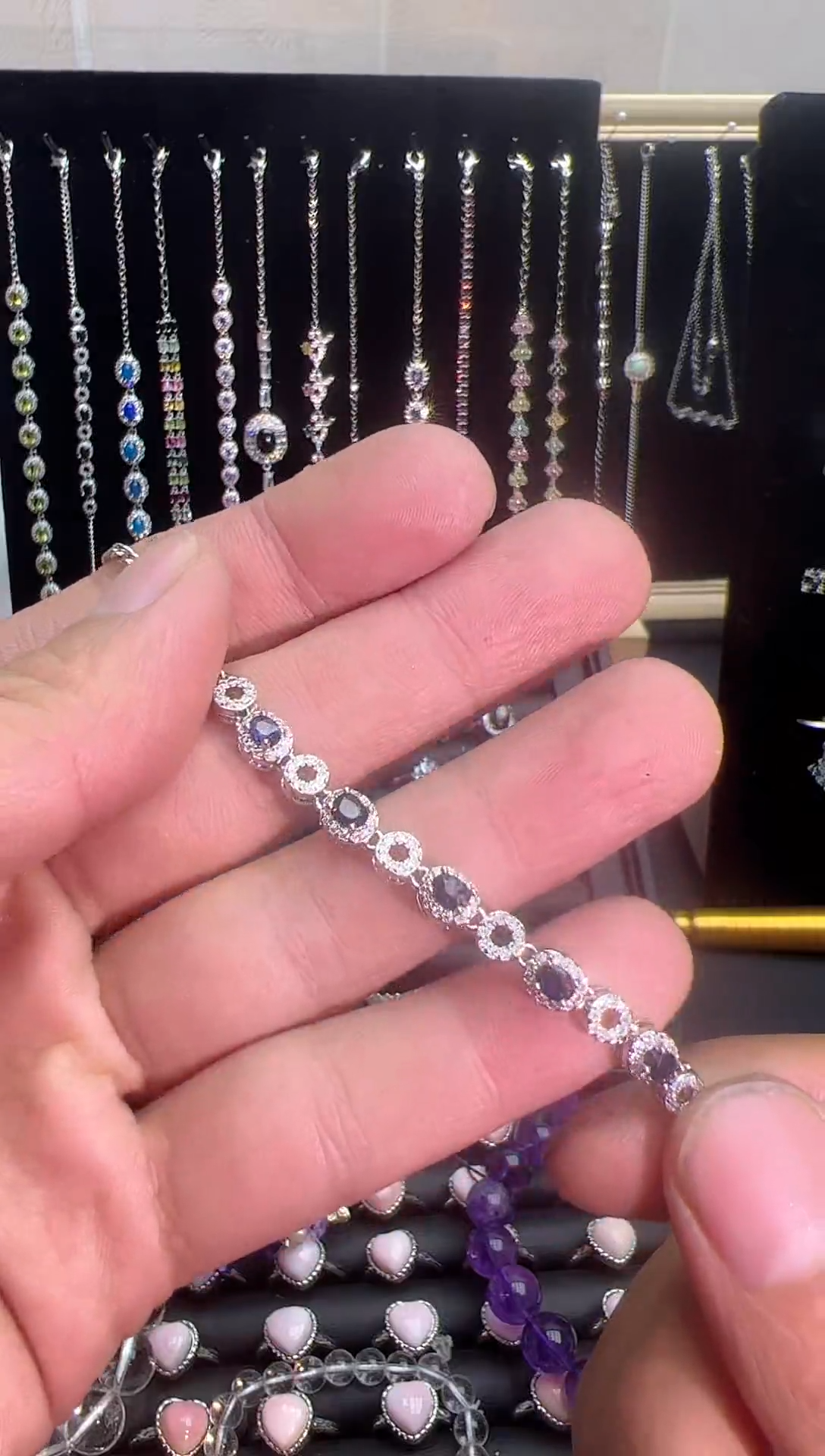 【闪购商品】蓝宝石手链银S925镶嵌0000