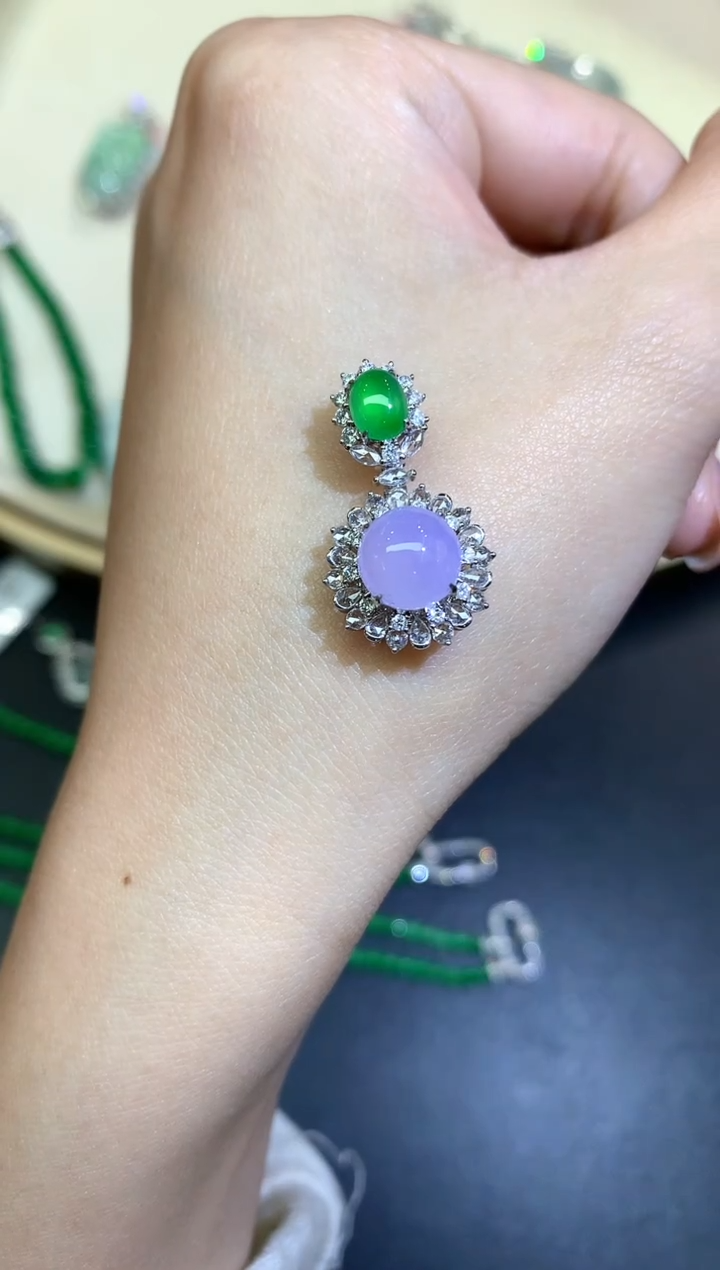 翡翠18K金镶嵌吊坠(不含链)吊坠A114|128000