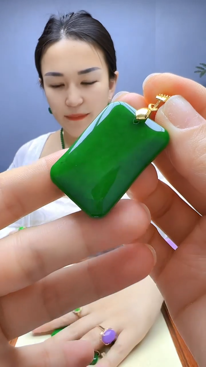 翡翠14K金镶嵌颈饰沉白diy颈饰