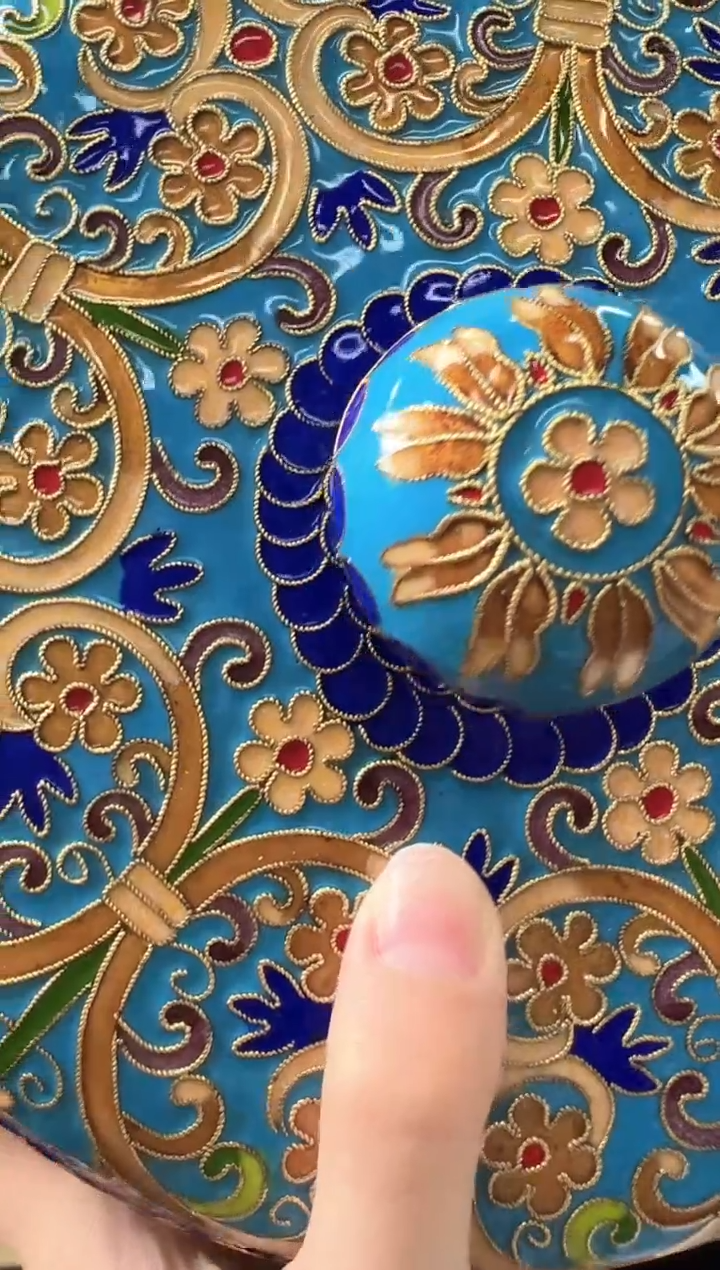 【闪购商品】景泰蓝花丝储物盒(大)青蓝CWH0004