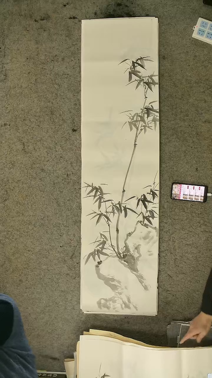 国画四尺对开  墨竹条屏 34*138cm
