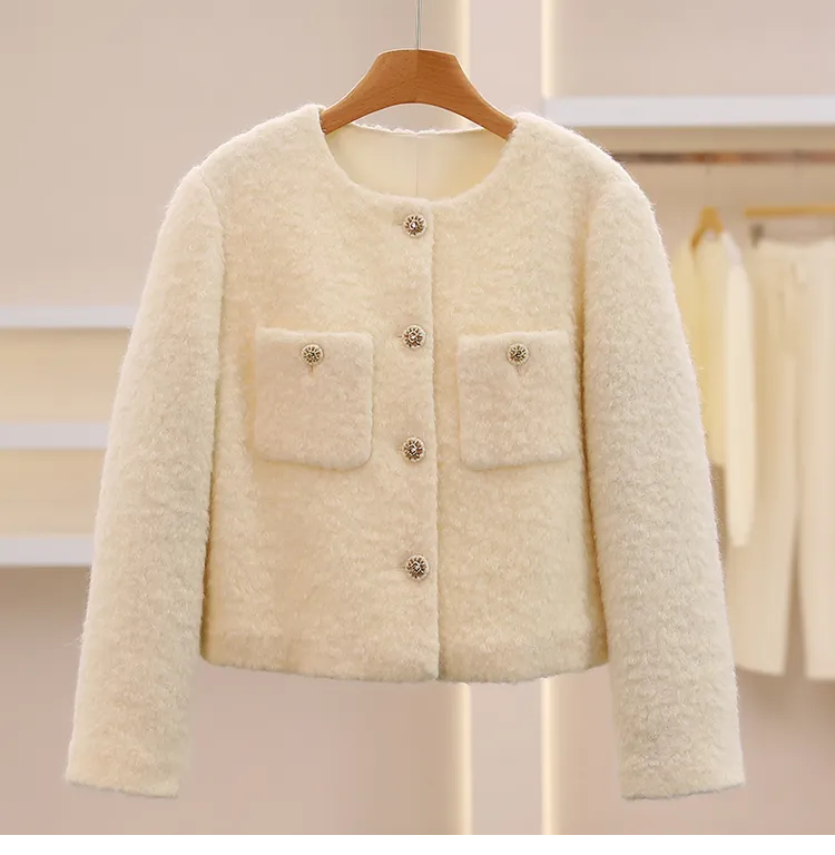  江江上身款【茜】时尚百搭气质毛呢外套#QXK58W018