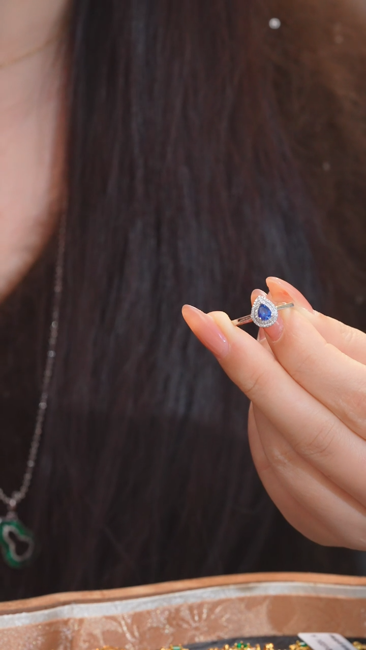 【闪购商品】蓝宝石戒指18K金镶嵌（0.5ct）@@U7891