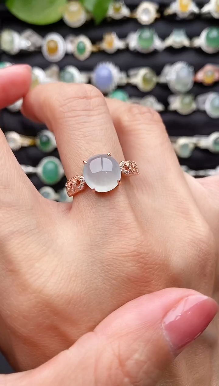 【闪购商品】翡翠戒指银S925镶嵌缅甸天然A货翡翠88