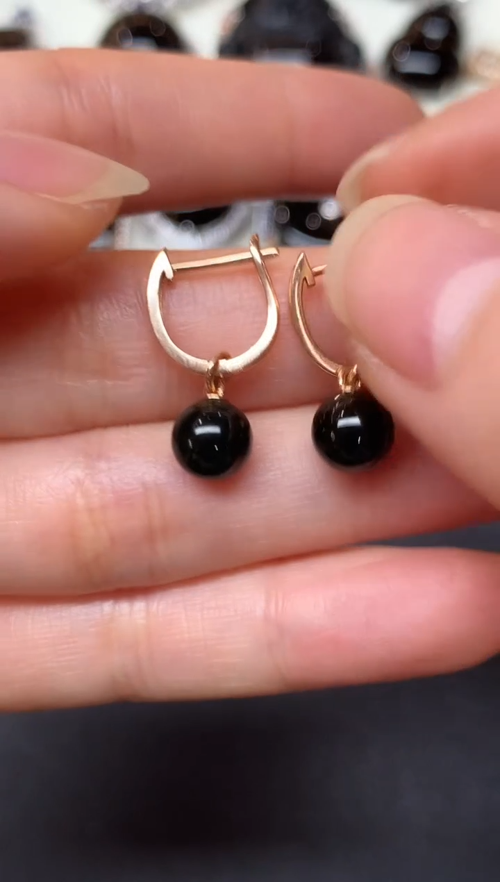 18K金镶嵌翡翠耳饰D521|2380