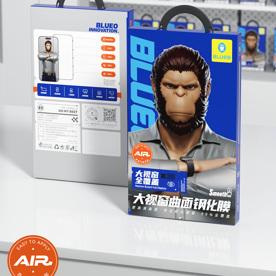 蓝猩BLUEO适用华为80苹果1716钢化膜手机膜Air贴AR增透3d曲面覆盖