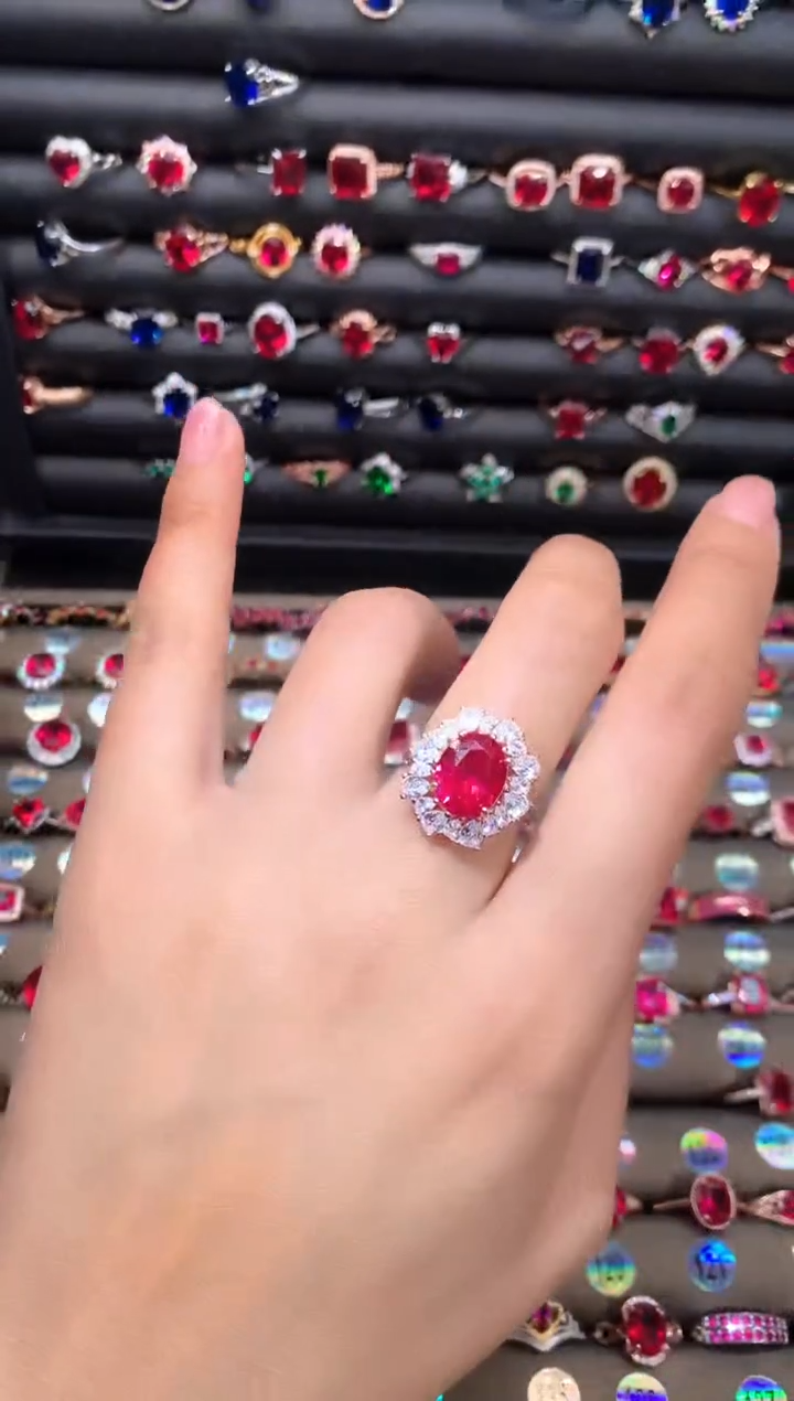 【闪购商品】红宝石戒指银S925镶嵌911玫瑰金