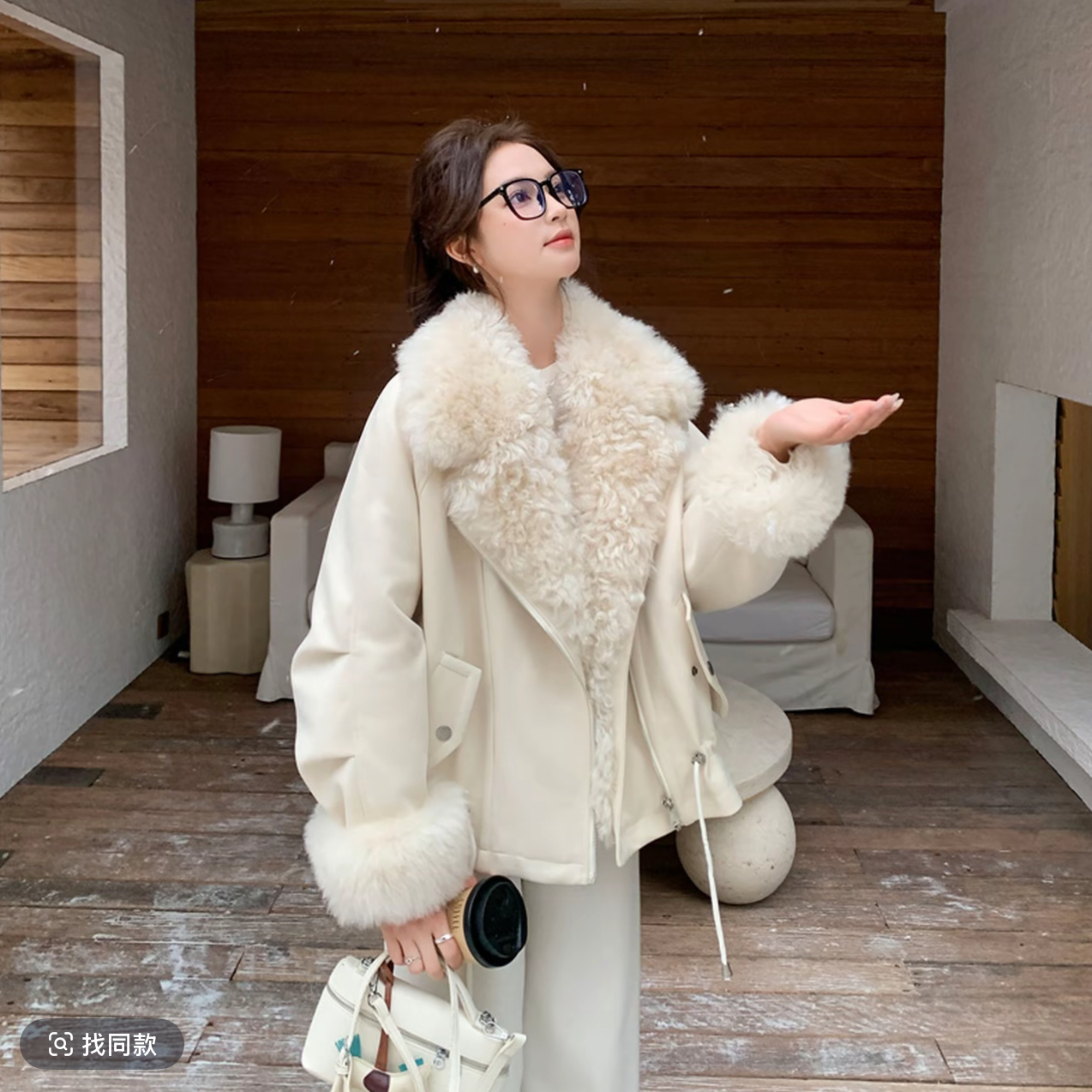 气质时尚毛领外套女2025冬季新款洋气高级感显瘦外套A111295 