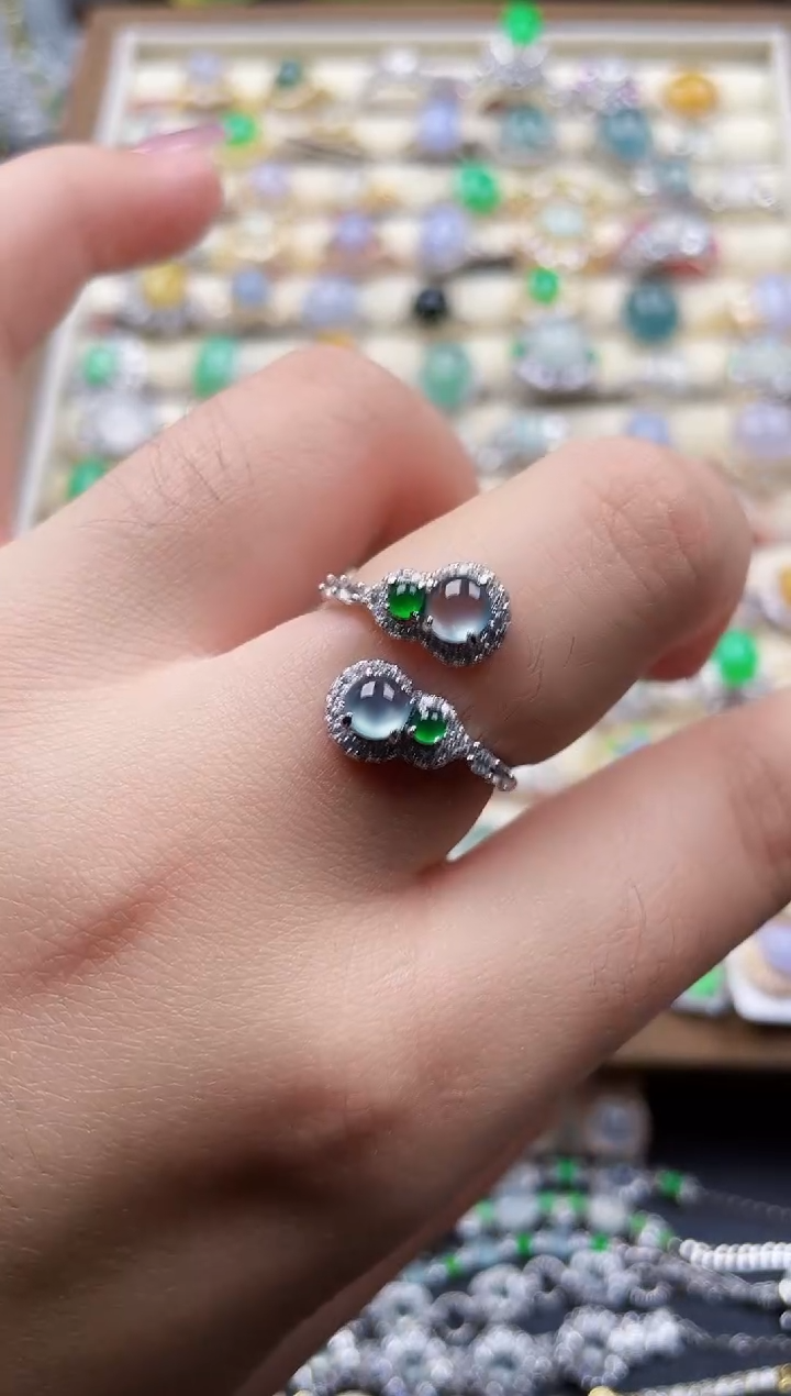 银S925镶嵌戒指翡翠38