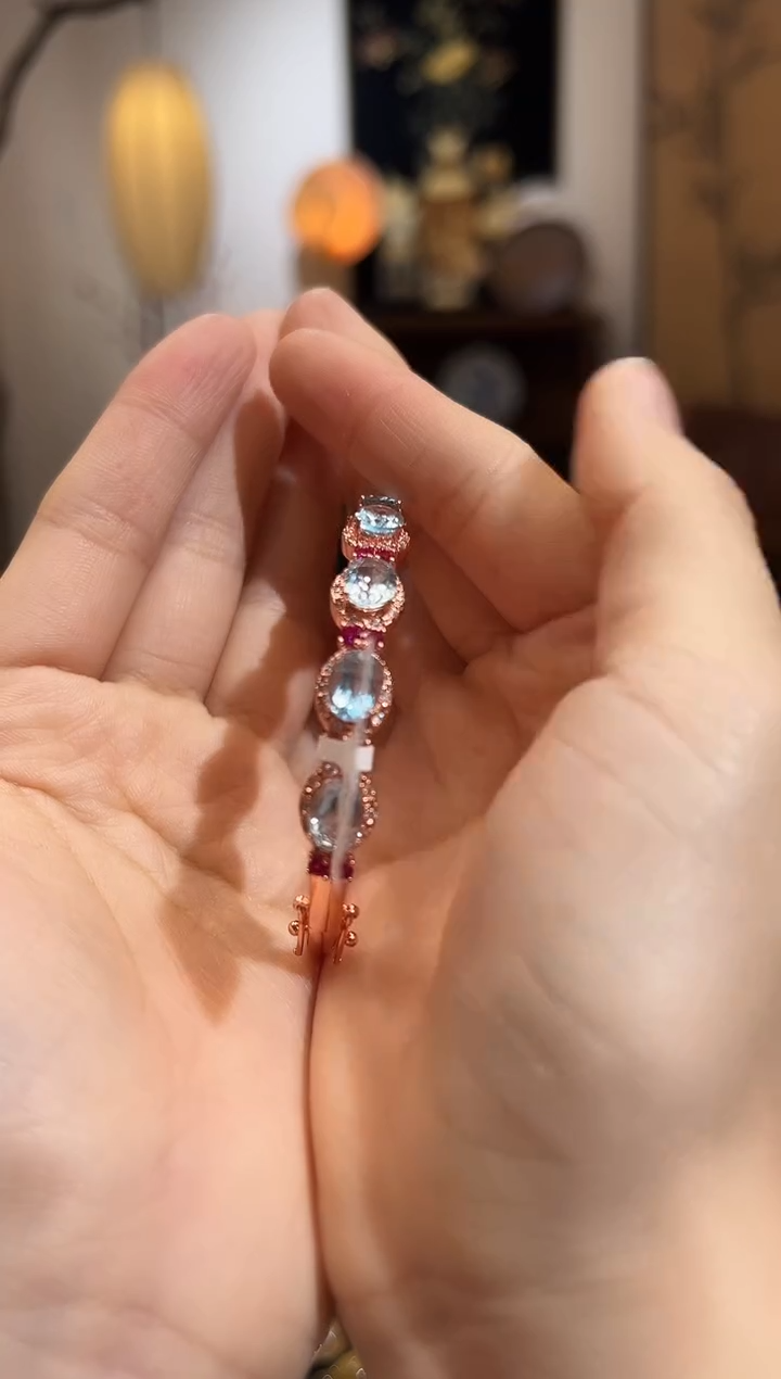 【闪购商品】托帕石手镯银S925镶嵌EM2381托帕石手镯