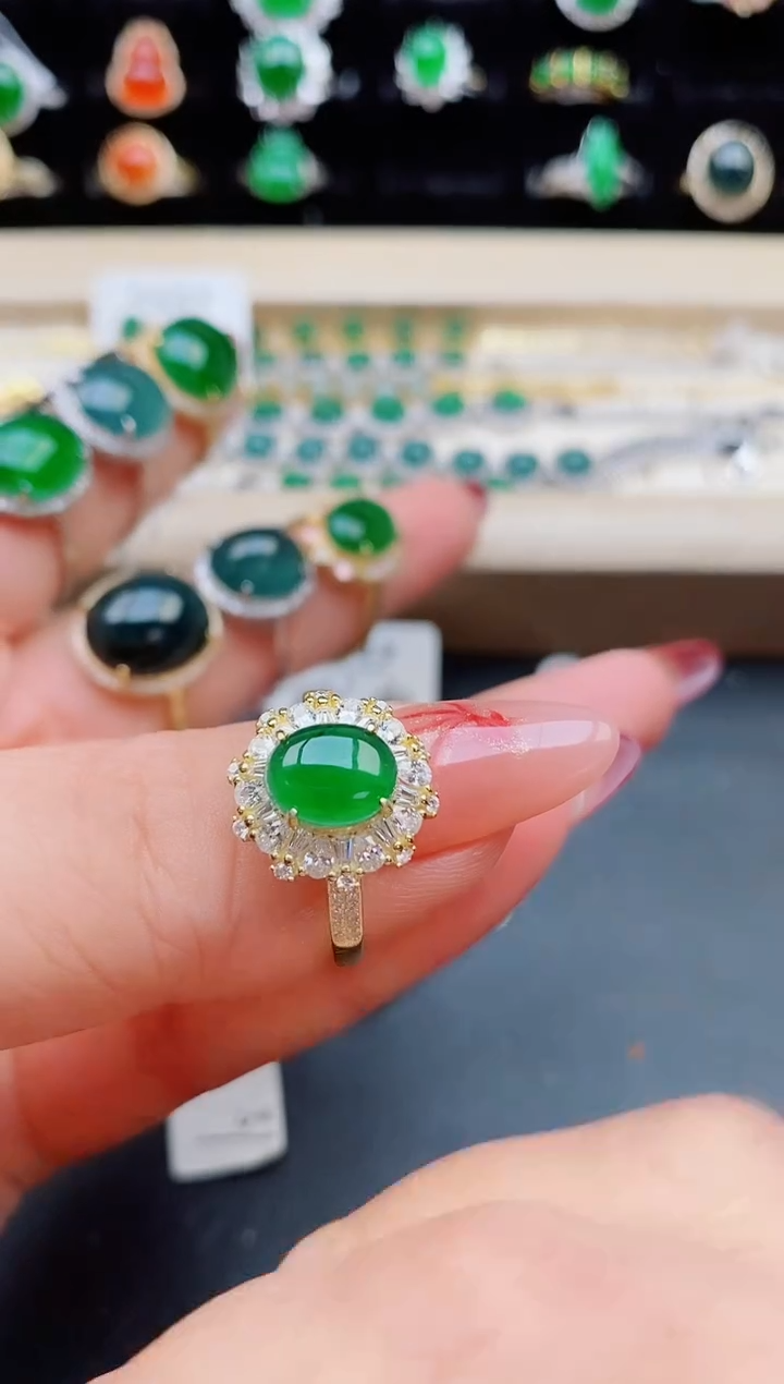 【闪购商品】翡翠戒指银S925镶嵌321321