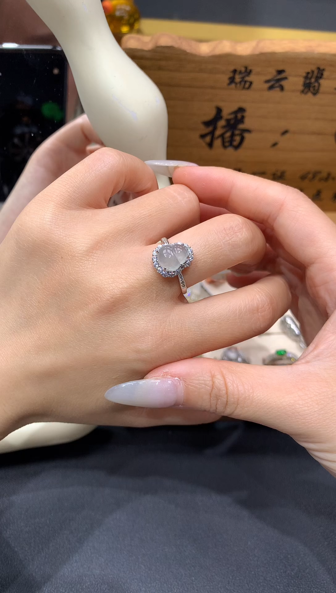 【闪购商品】翡翠戒指银S925镶嵌葫芦戒指